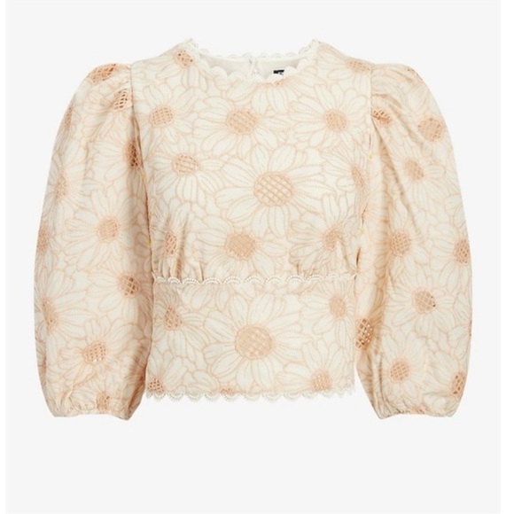 Express Embroidered Eyelet Open Back Top Sz XL - Picture 3 of 15